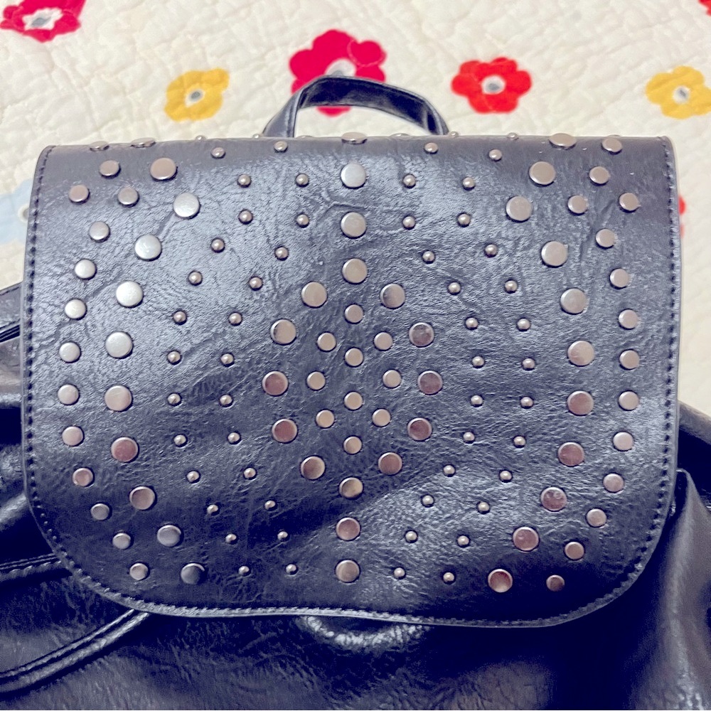 SAM & HADLEY Large Backpack Bag Leather Double Studded Pockets Adj Straps NWOT